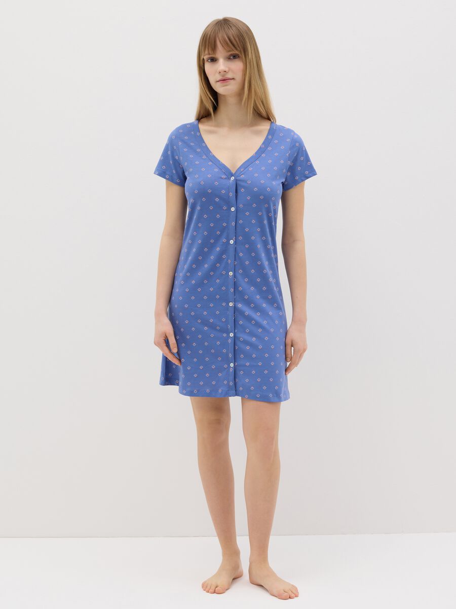 Green nightdress with lavender print_0
