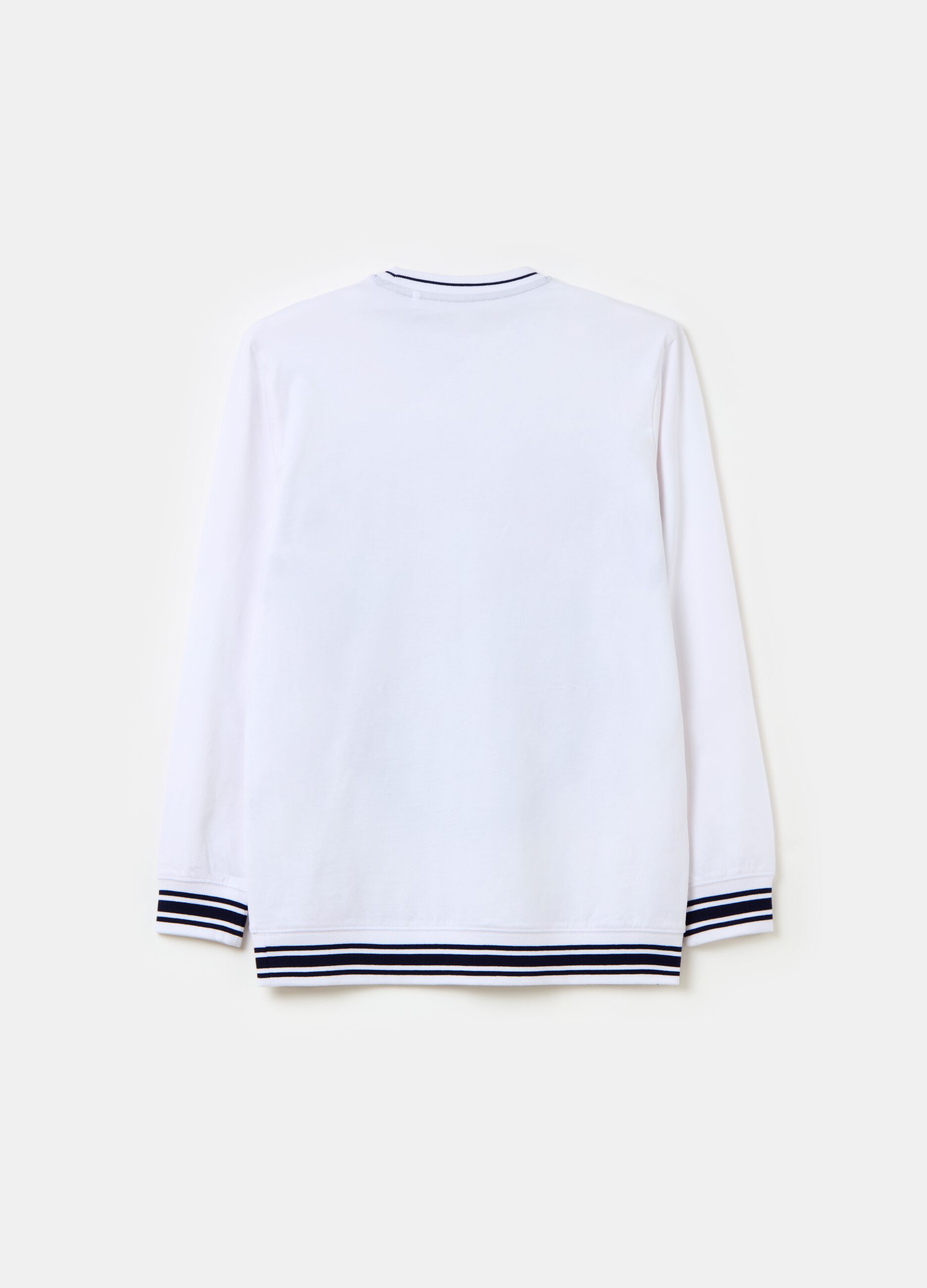 T-shirt with striped edging and college print