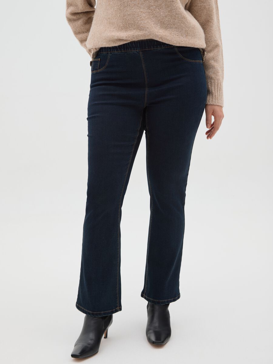 Blue stretch denim bootcut jeans_1