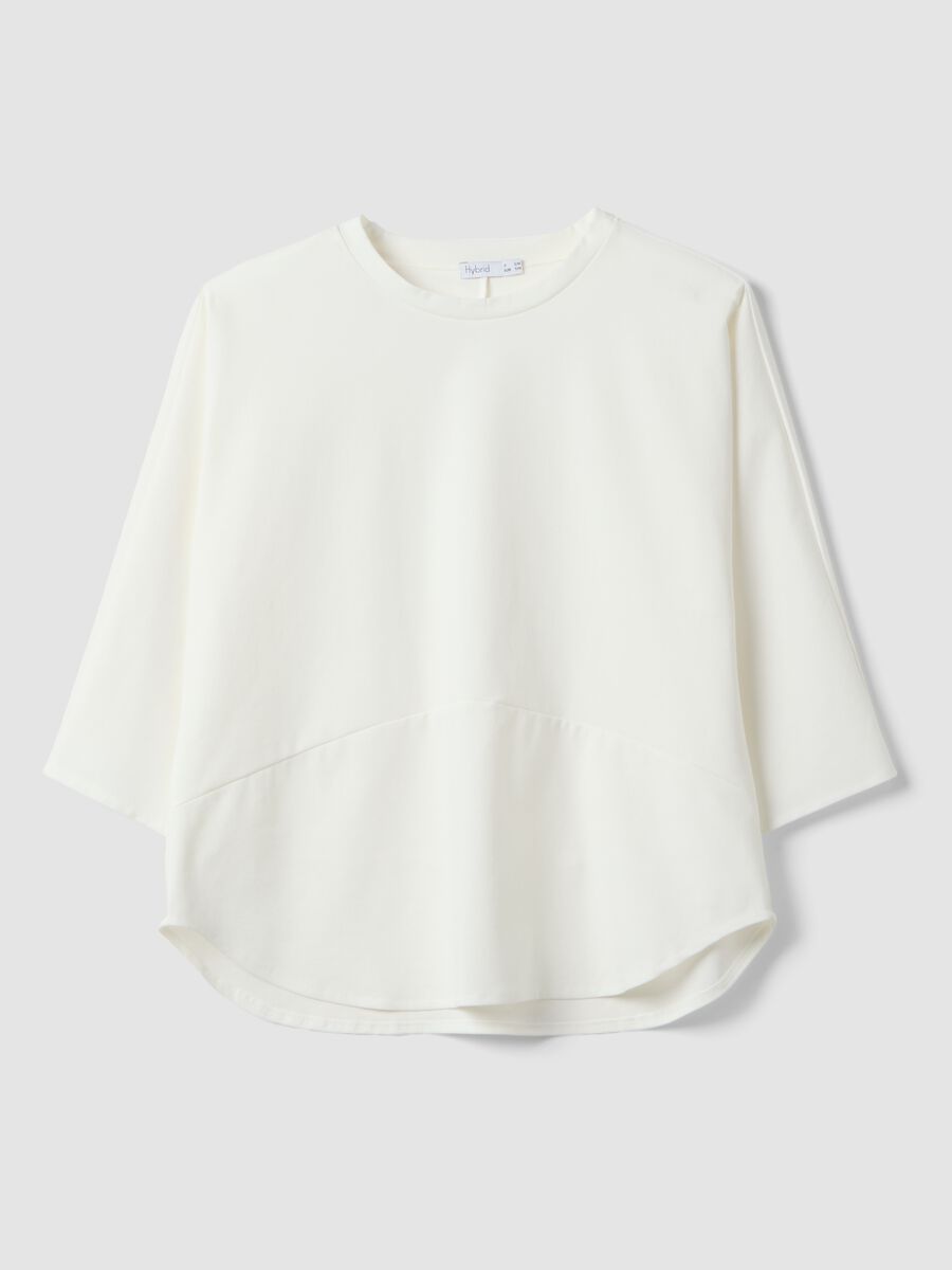 T-shirt in misto cotone elasticizzato bianca regular fit_4