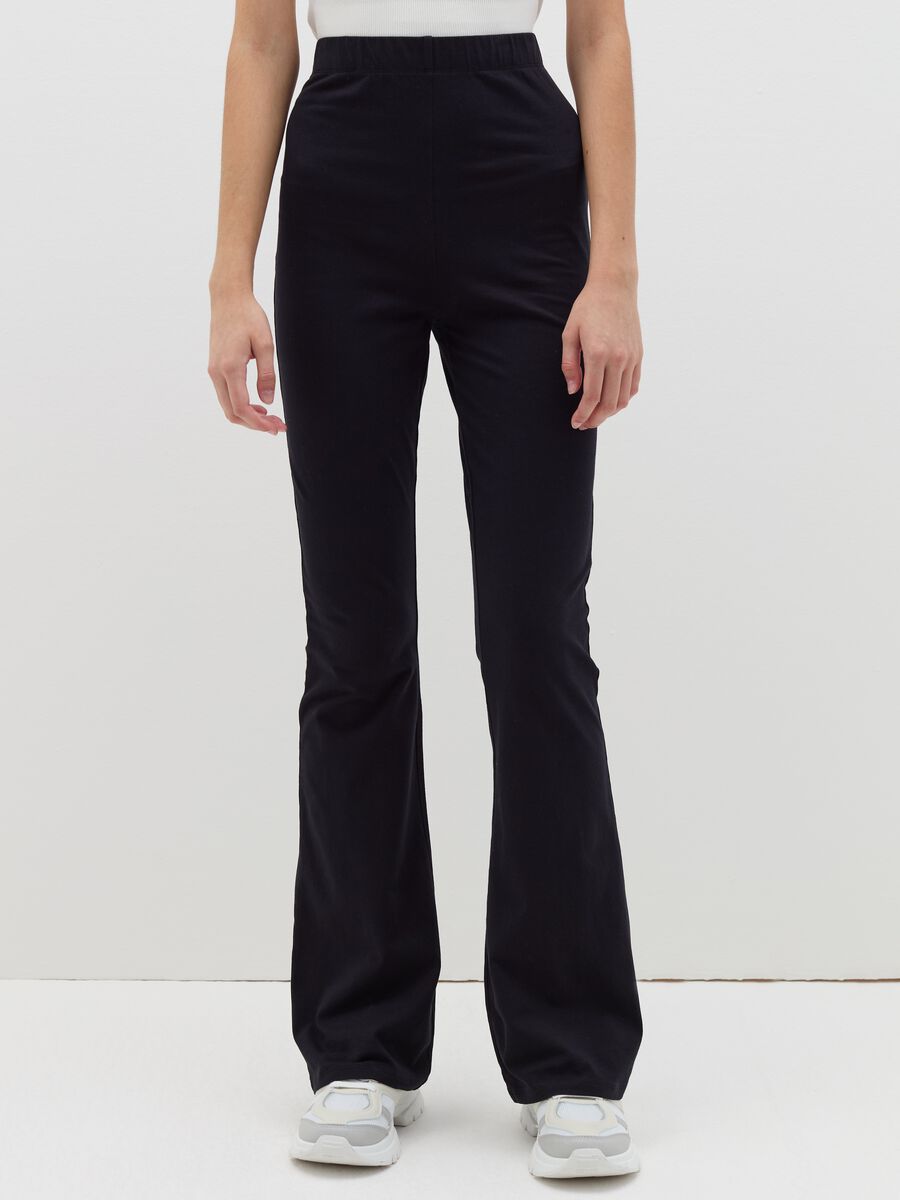 Flare-fit leggings in stretch cotton_1