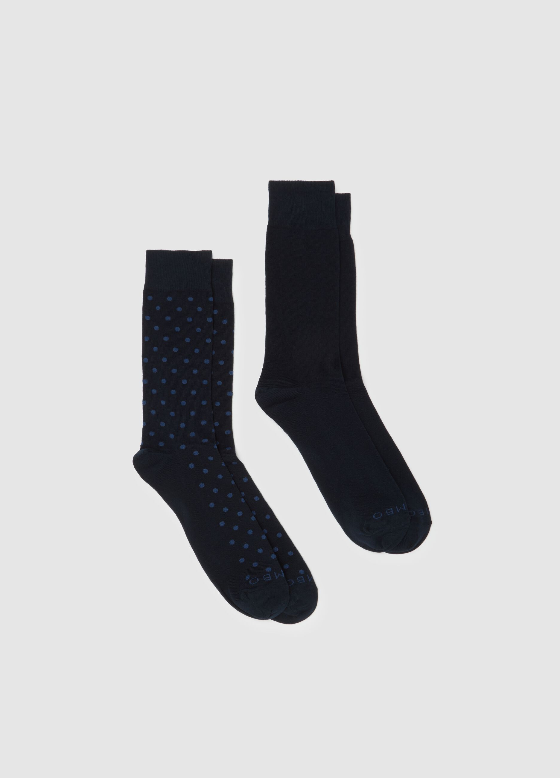 Two-pack blue socks with polka dot pattern