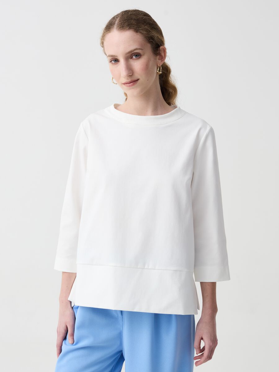 Blouse with splits and three-quarter sleeves_0