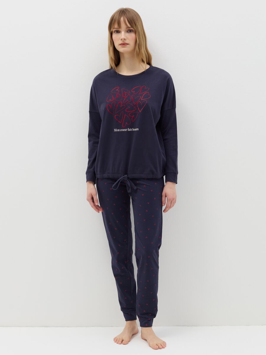 Pyjamas with drawstring and hearts print_0