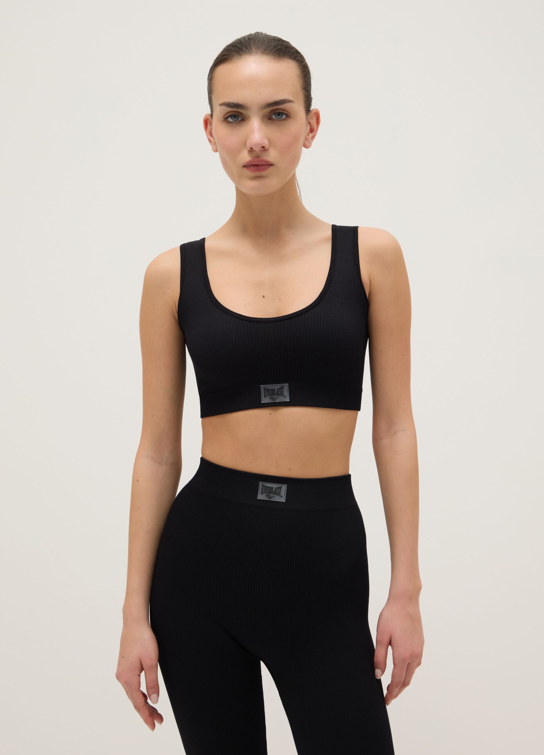 Black regular fit sports tank top