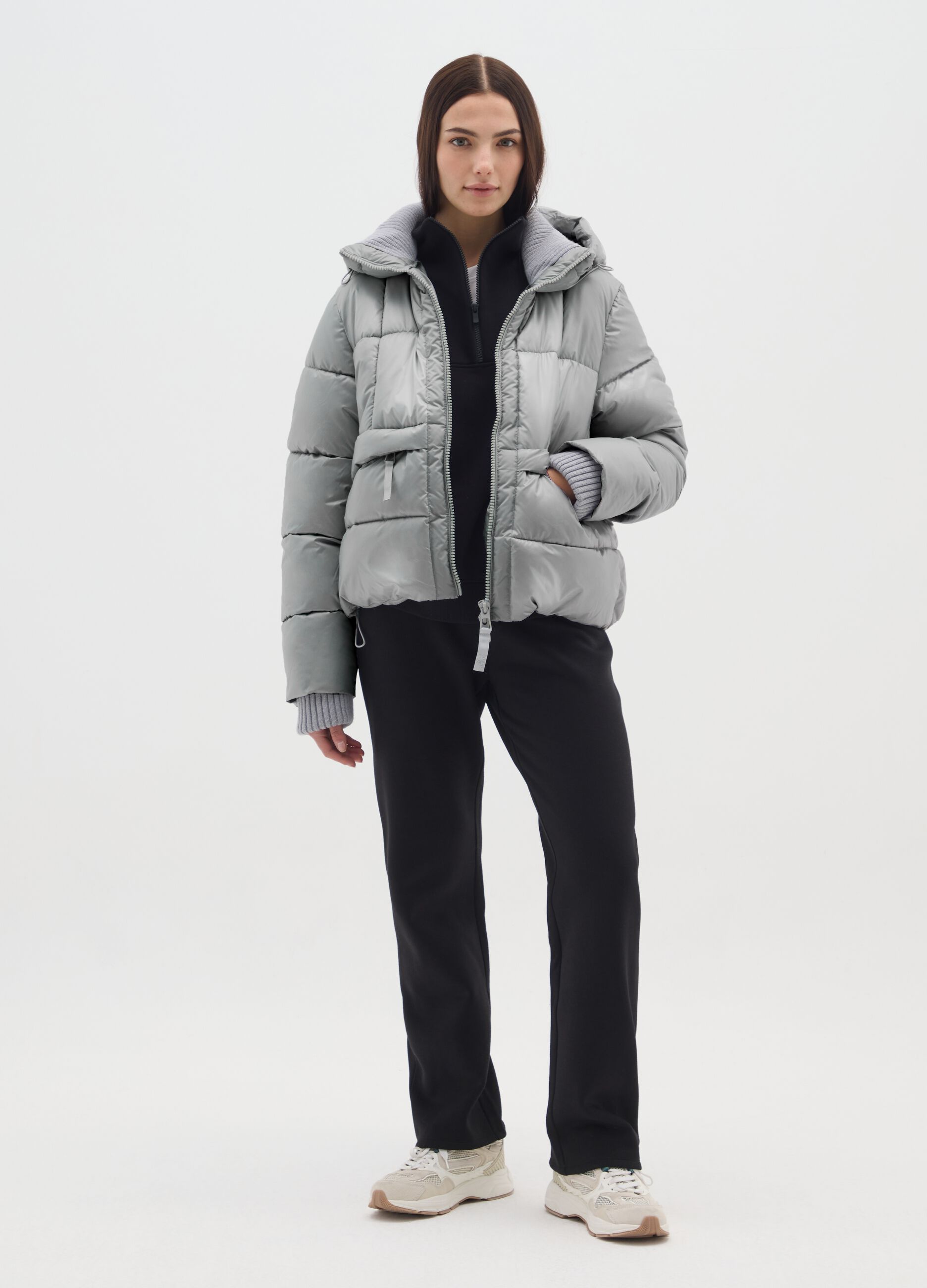 Silver Grey The Iconic Puffer Jacket with Hood