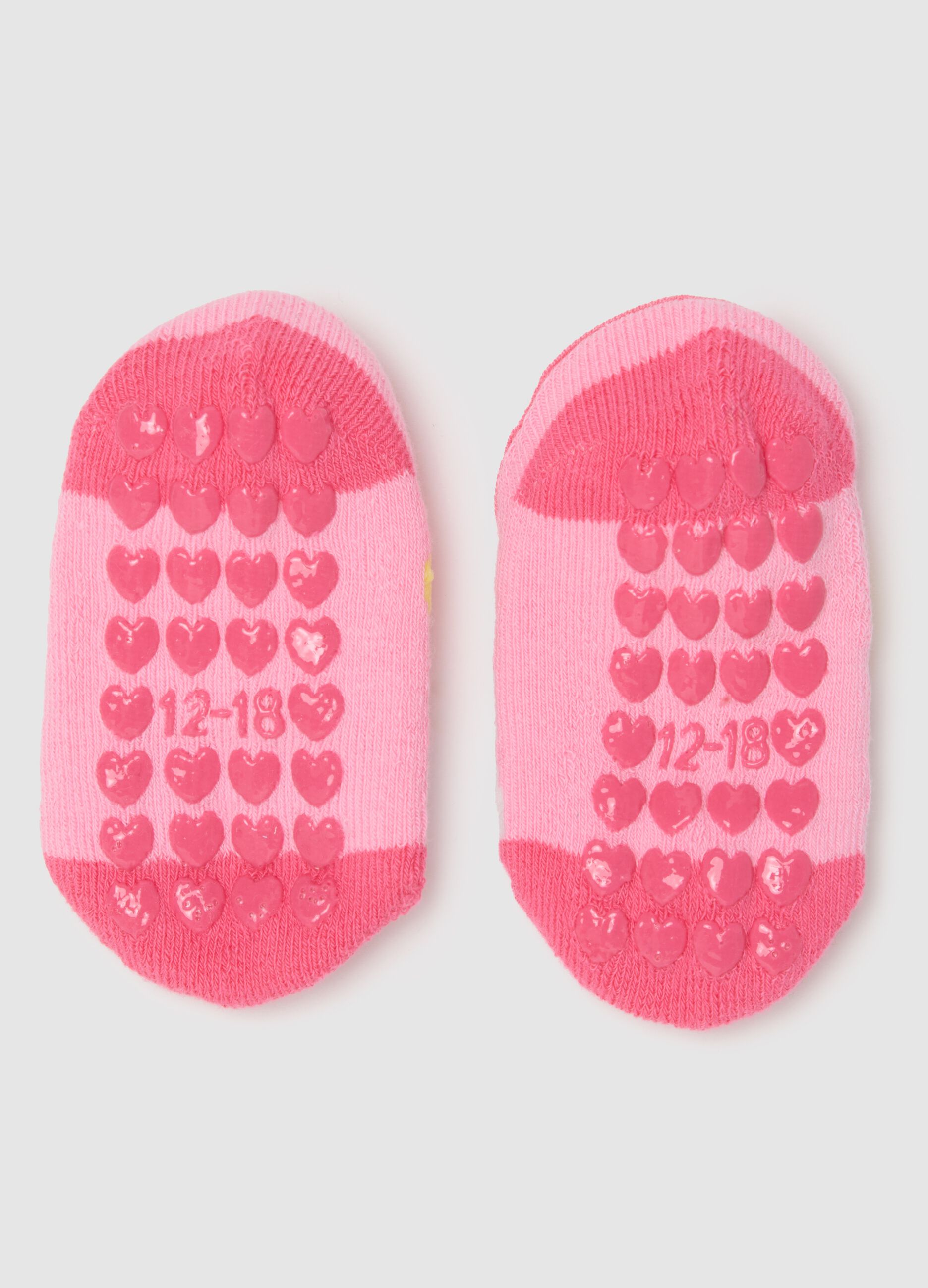 Bipack di calzettoni antiscivolo da neonata in cotone multicolor elasticizzato