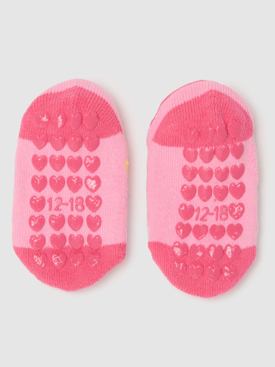 Bipack di calzettoni antiscivolo da neonata in cotone multicolor elasticizzato_1