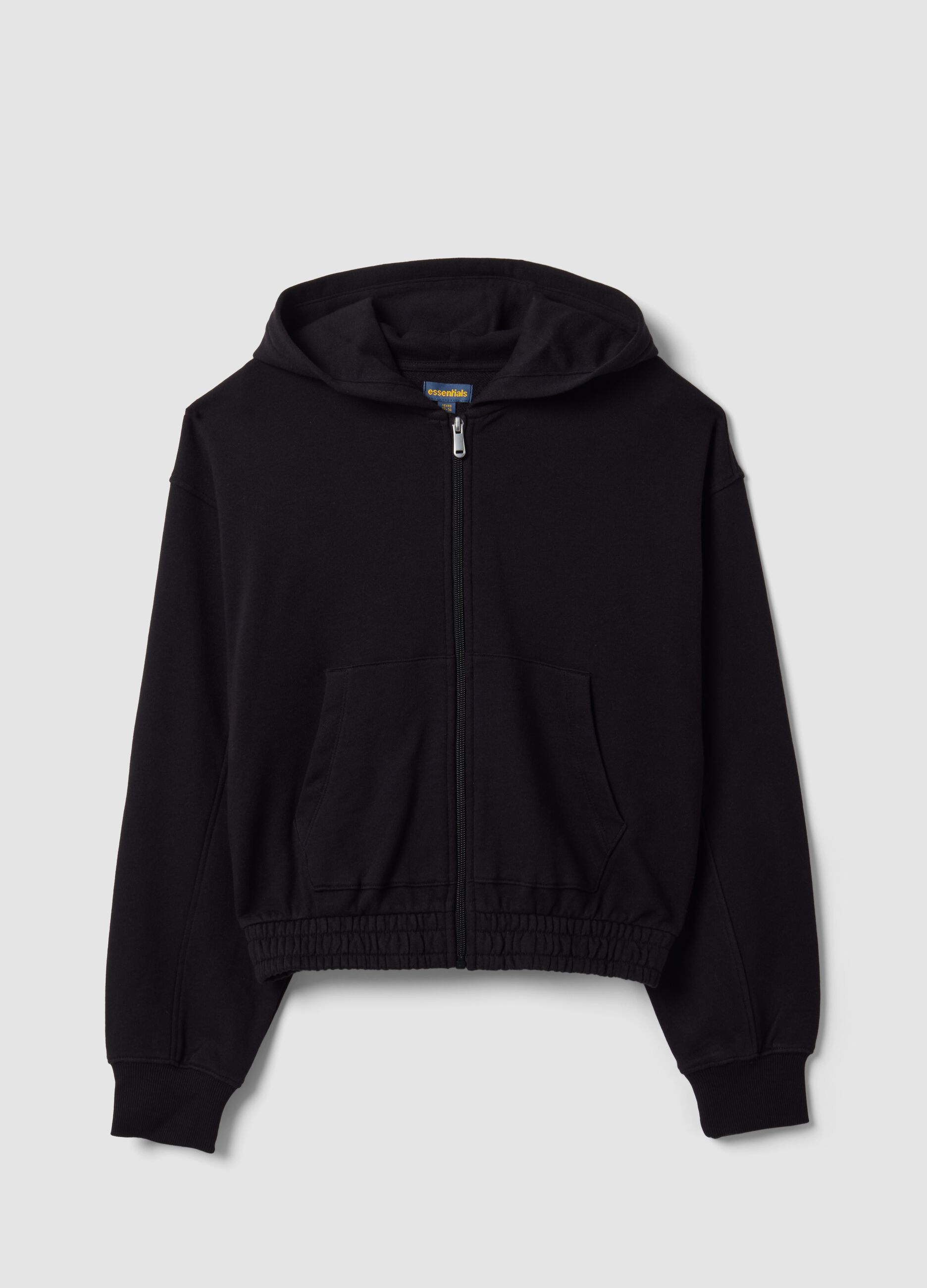 Black organic cotton hooded sweatshirt