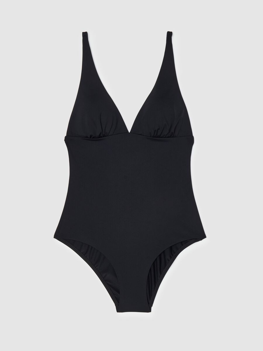 Women’s one-piece swimsuit in black stretch fabric_4