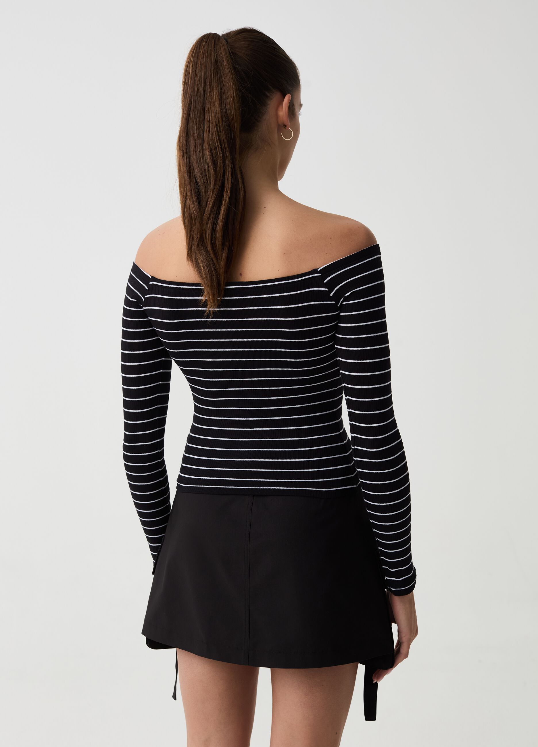 Striped T-shirt with drop shoulders