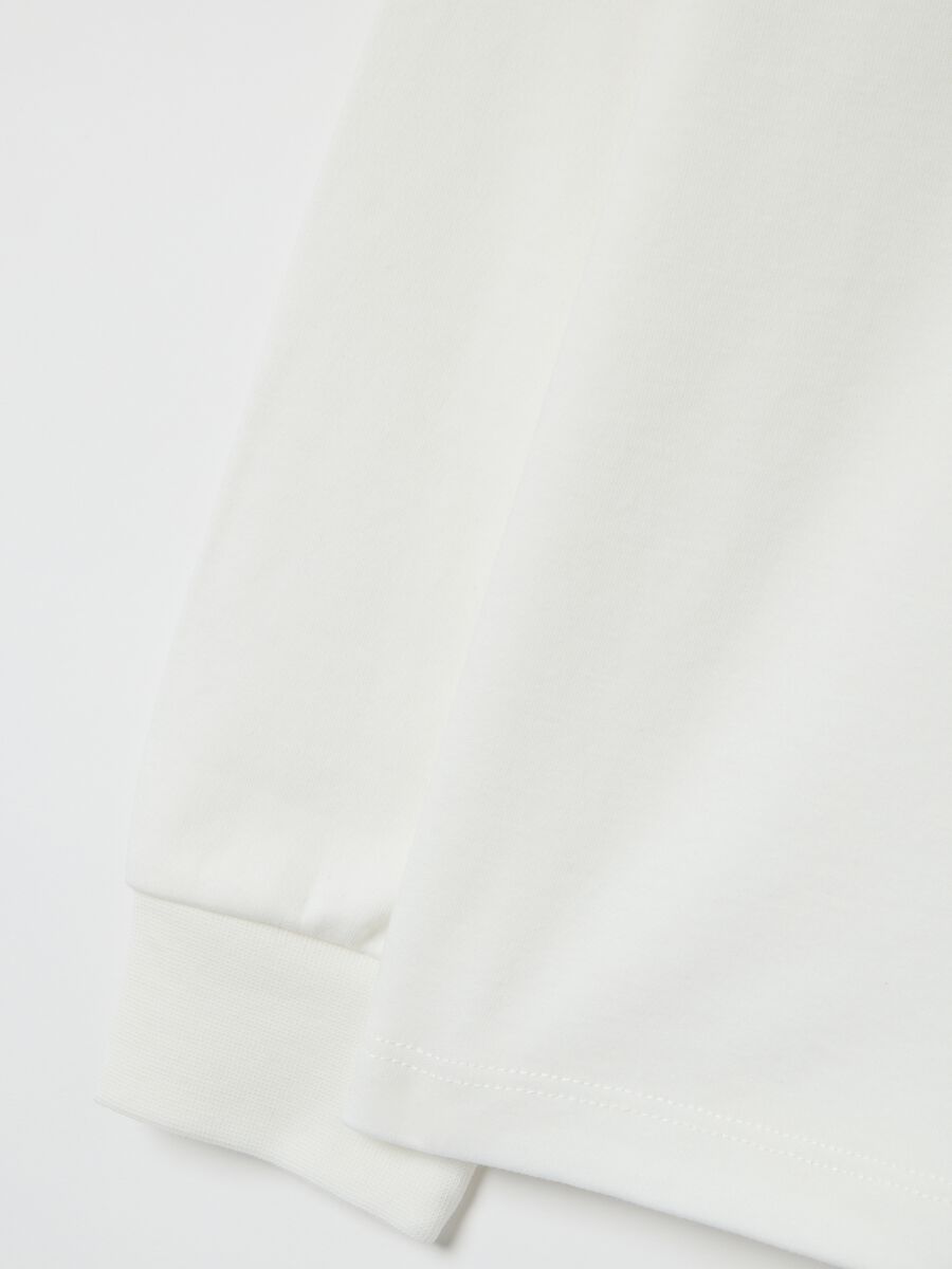 Kids' white turtleneck jumper in pure cotton regular fit_3