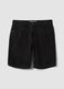Black denim cotton blend slim fit shorts_4