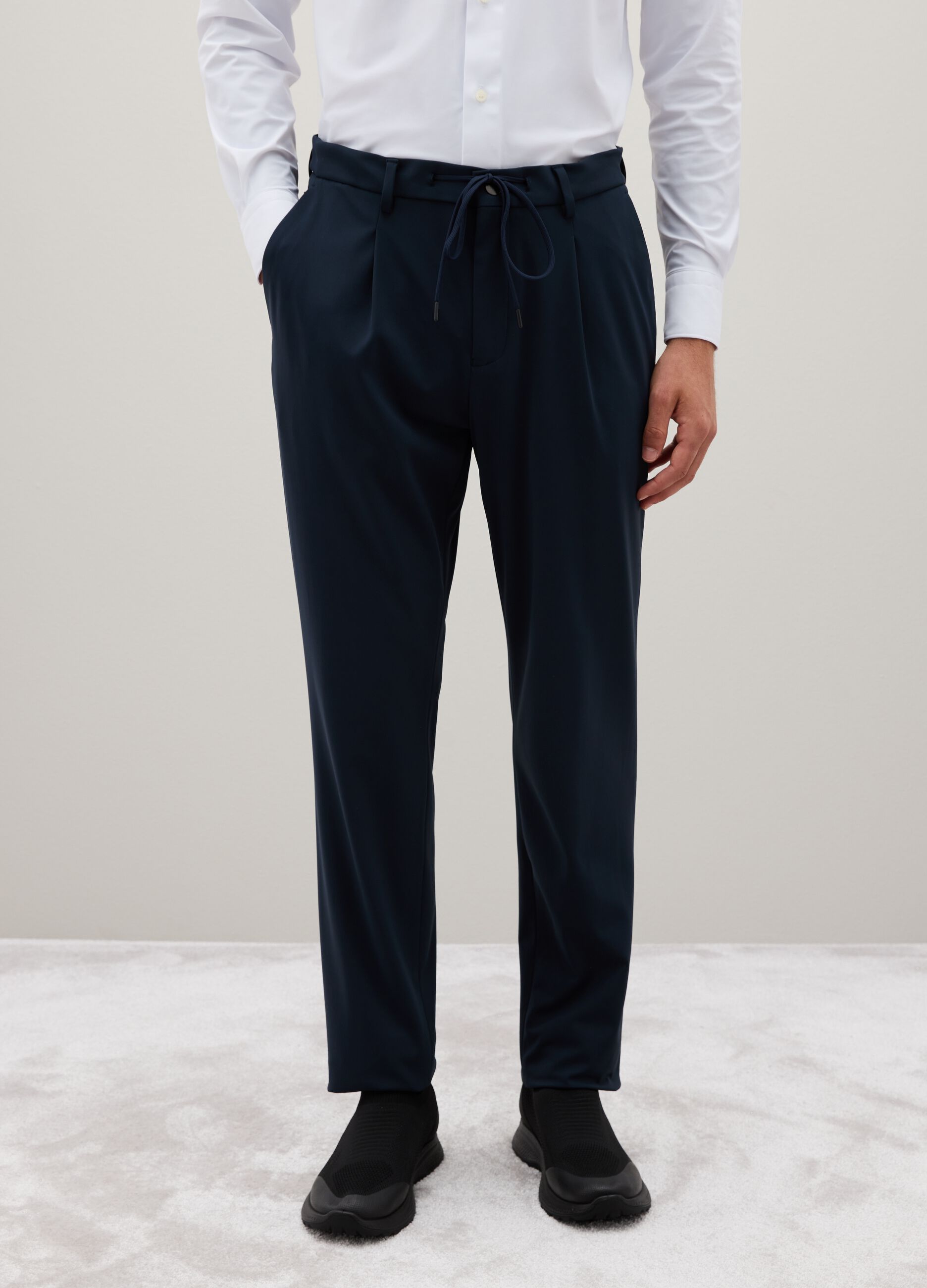 Blue Stretch Fabric Trousers Regular Fit