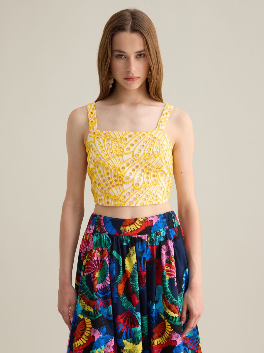 Women's pure cotton multicolor regular fit cropped top_0