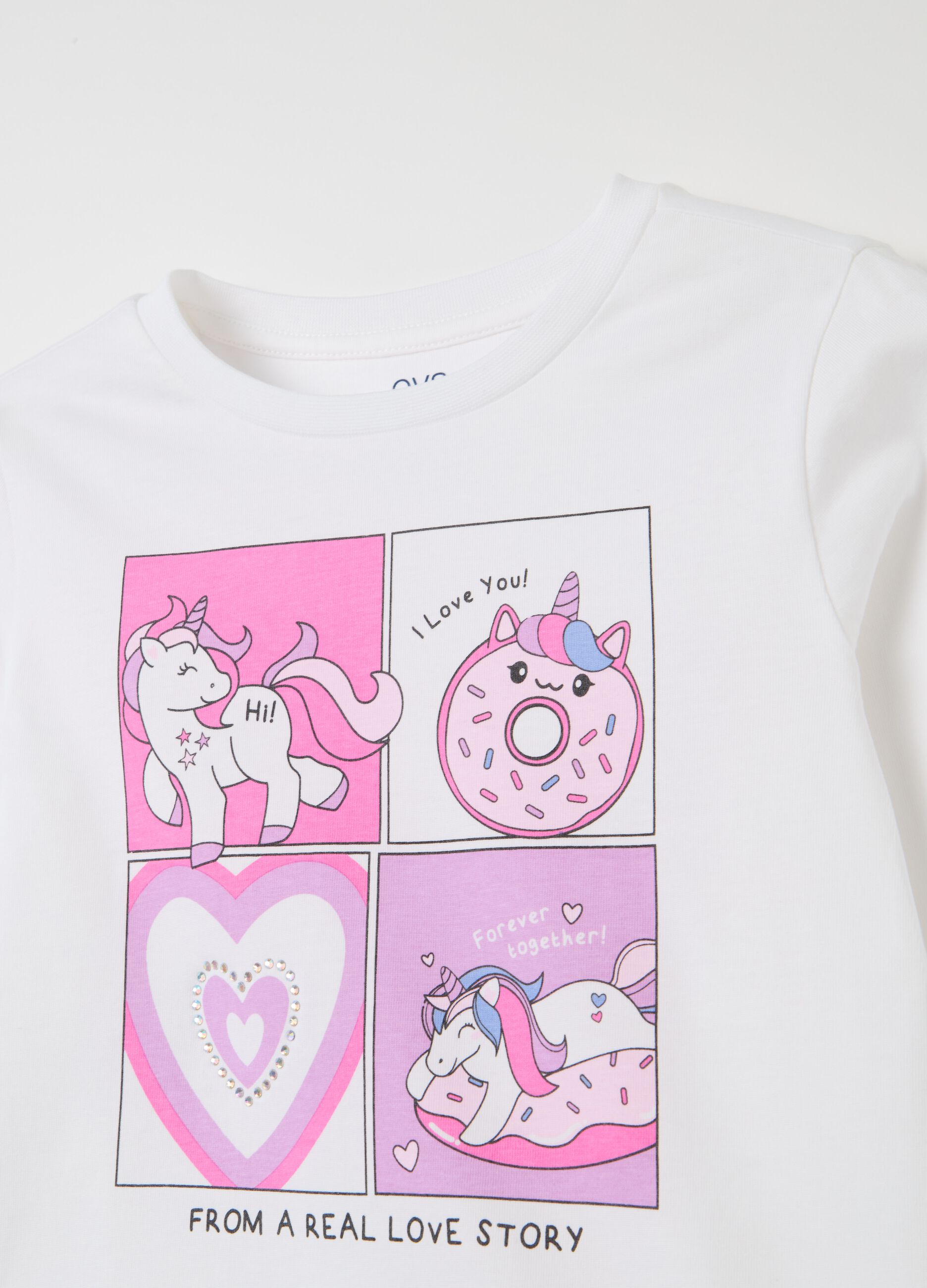 Long-sleeved T-shirt with unicorn print
