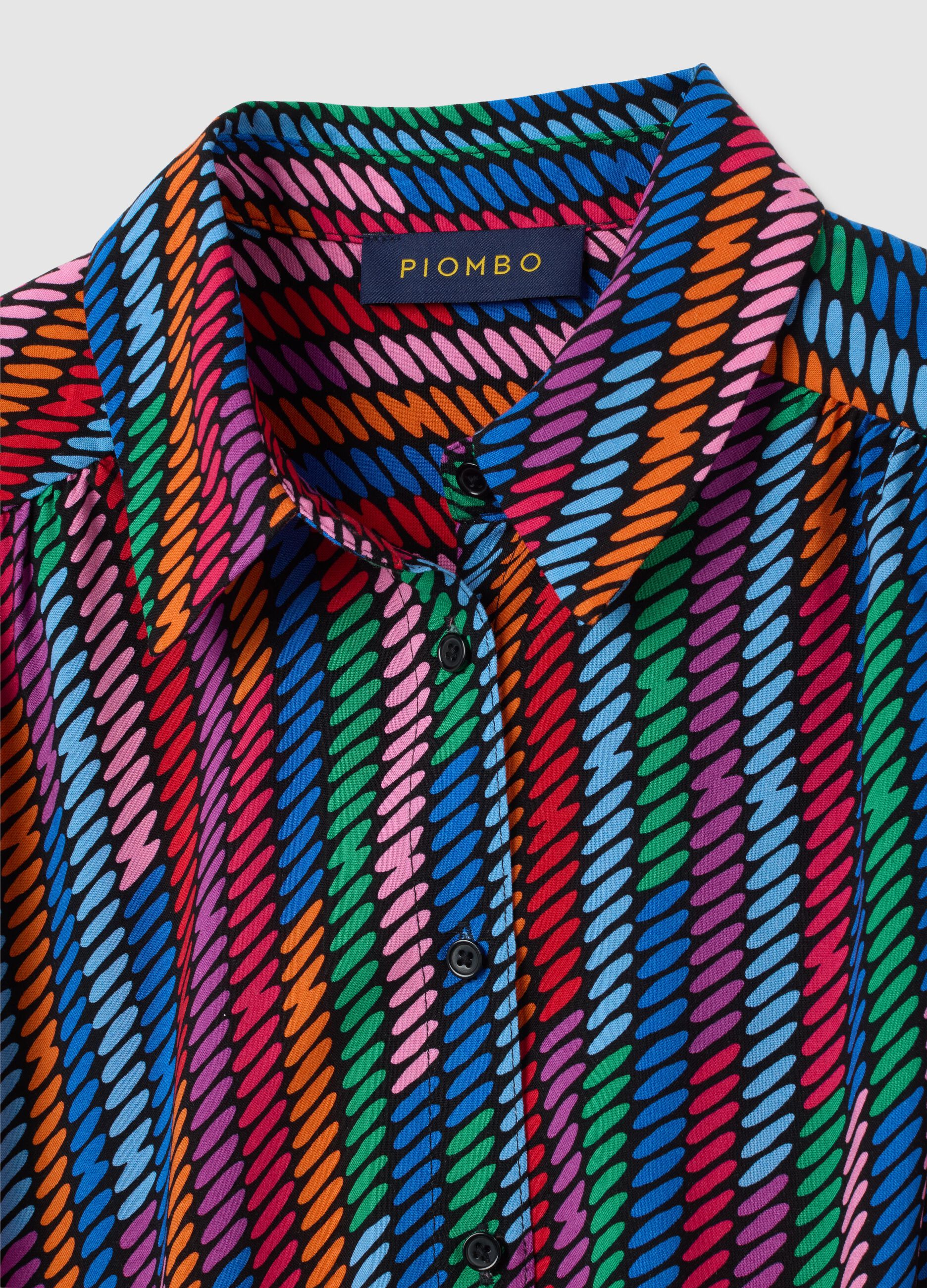 Camicia da donna in viscosa multicolor regular fit con nodo