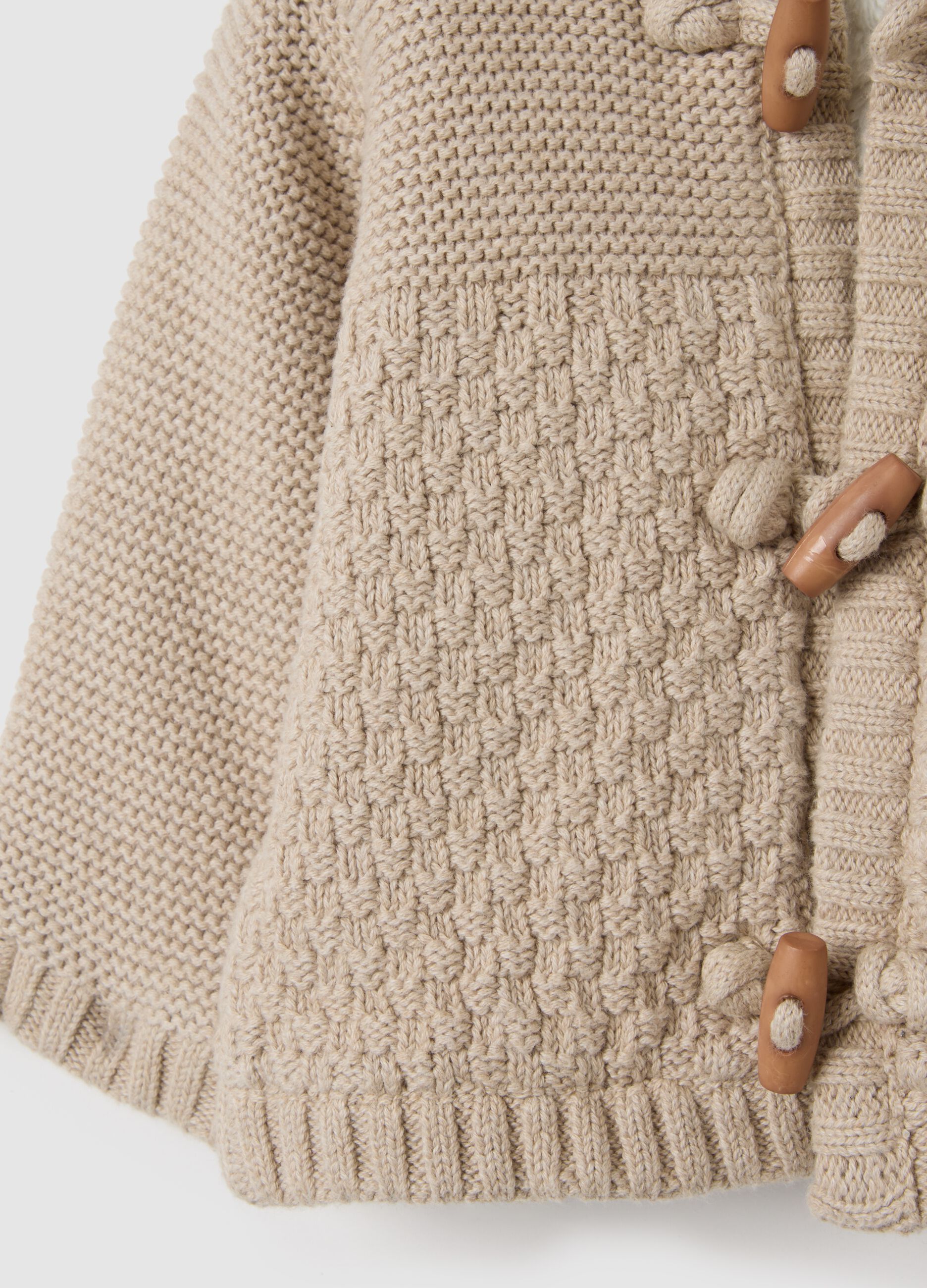 Heavy beige cotton jacket with hood