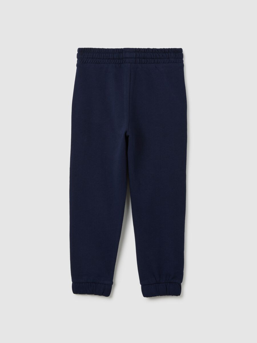Girls' blue pure cotton regular fit trousers_1