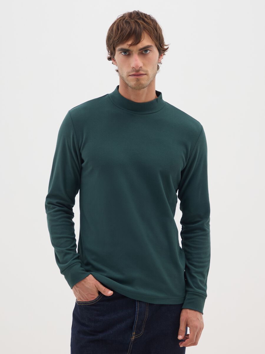 Regular fit green fleece sweatshirt_0
