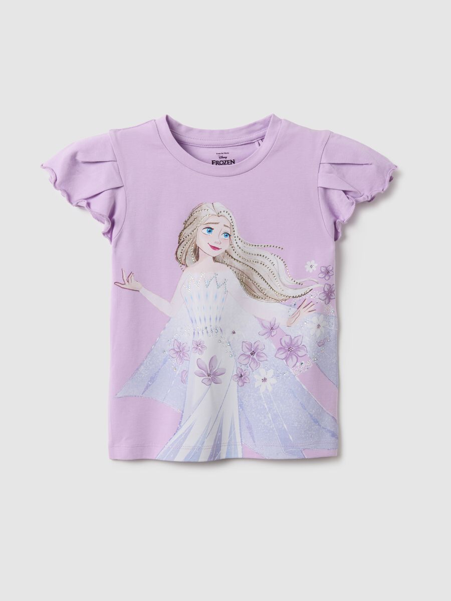 Multicolour stretch cotton T-shirt for girls with Frozen print_0