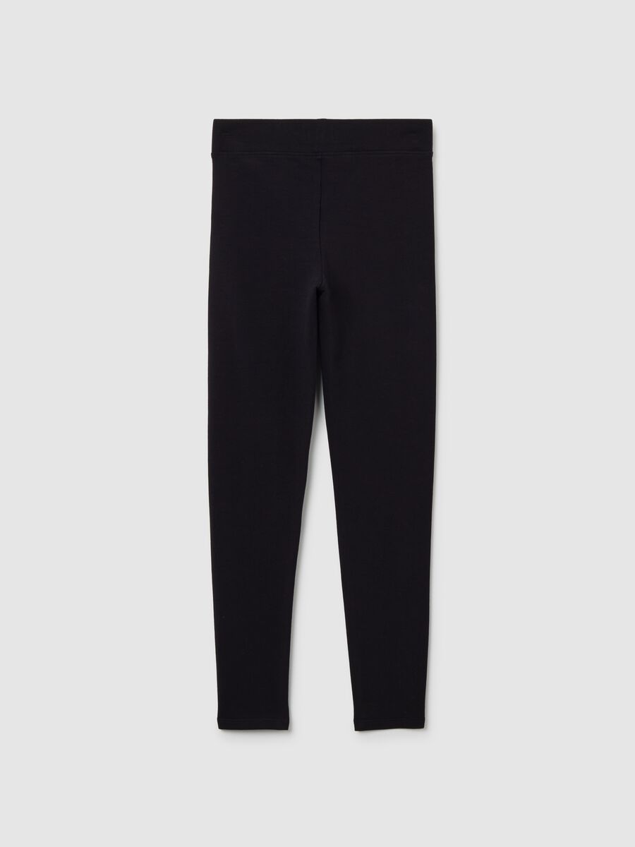Girls' Black Stretch Cotton Skinny Fit Leggings_1