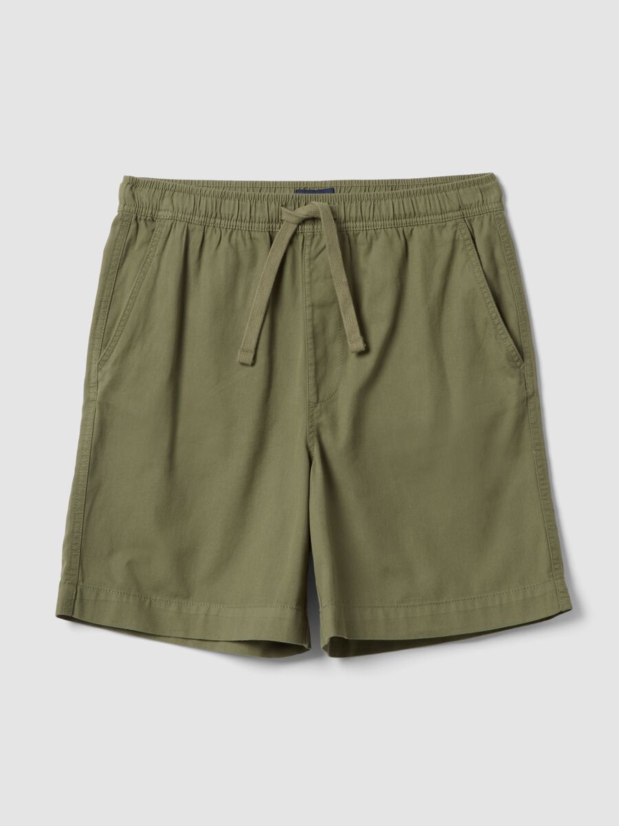 Green regular-fit pure cotton shorts_4