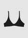 Black stretch fabric bikini top with white trim_0
