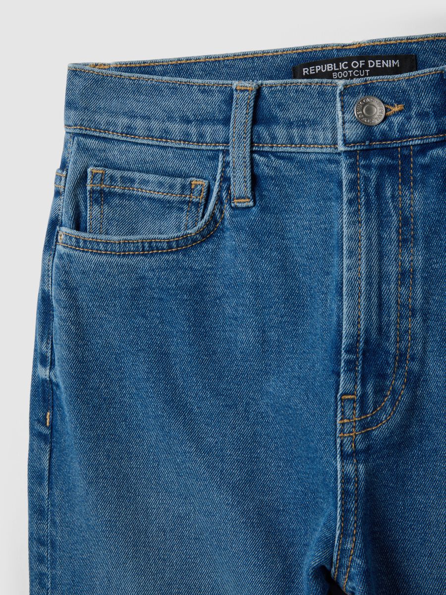 Jeans bootcut in cotone denim elasticizzato blu_5