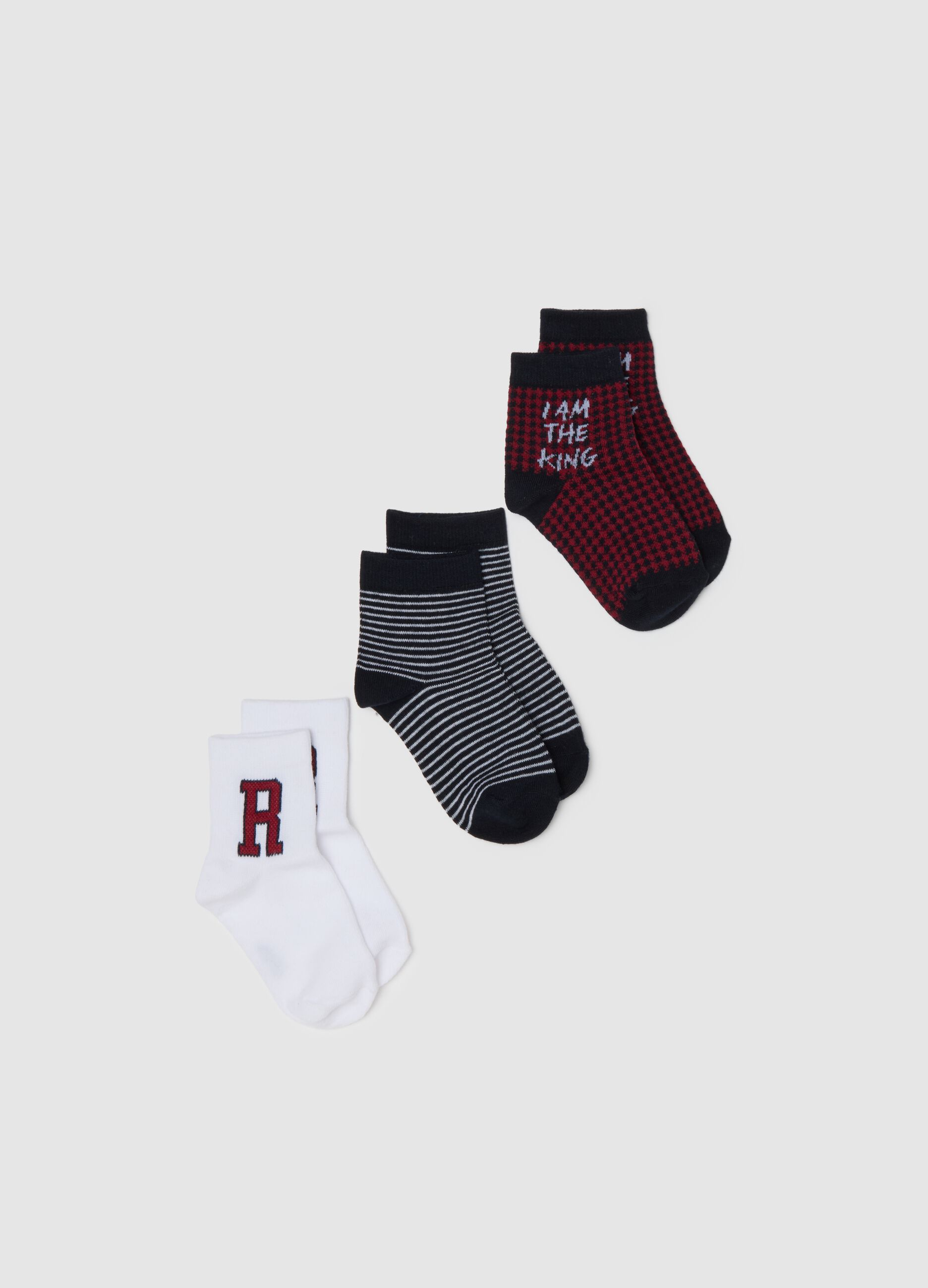 Children's short socks tripack in multicolour cotton blend