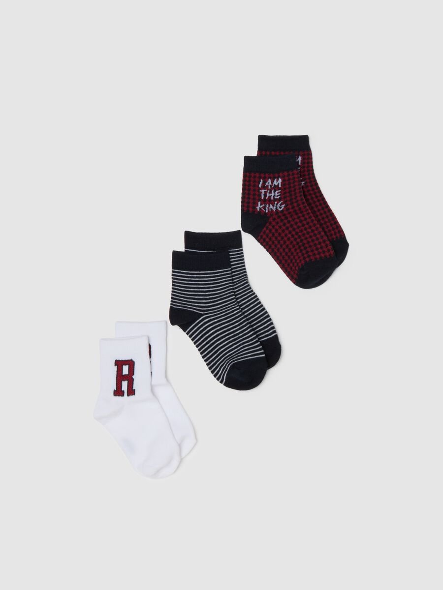 Children's short socks tripack in multicolour cotton blend_0