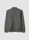 Grey full-zip piqu&eacute; sweatshirt in stretch fabric with ribbed collar_0