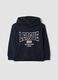 Blue 100% cotton hoodie with front print for boys_0