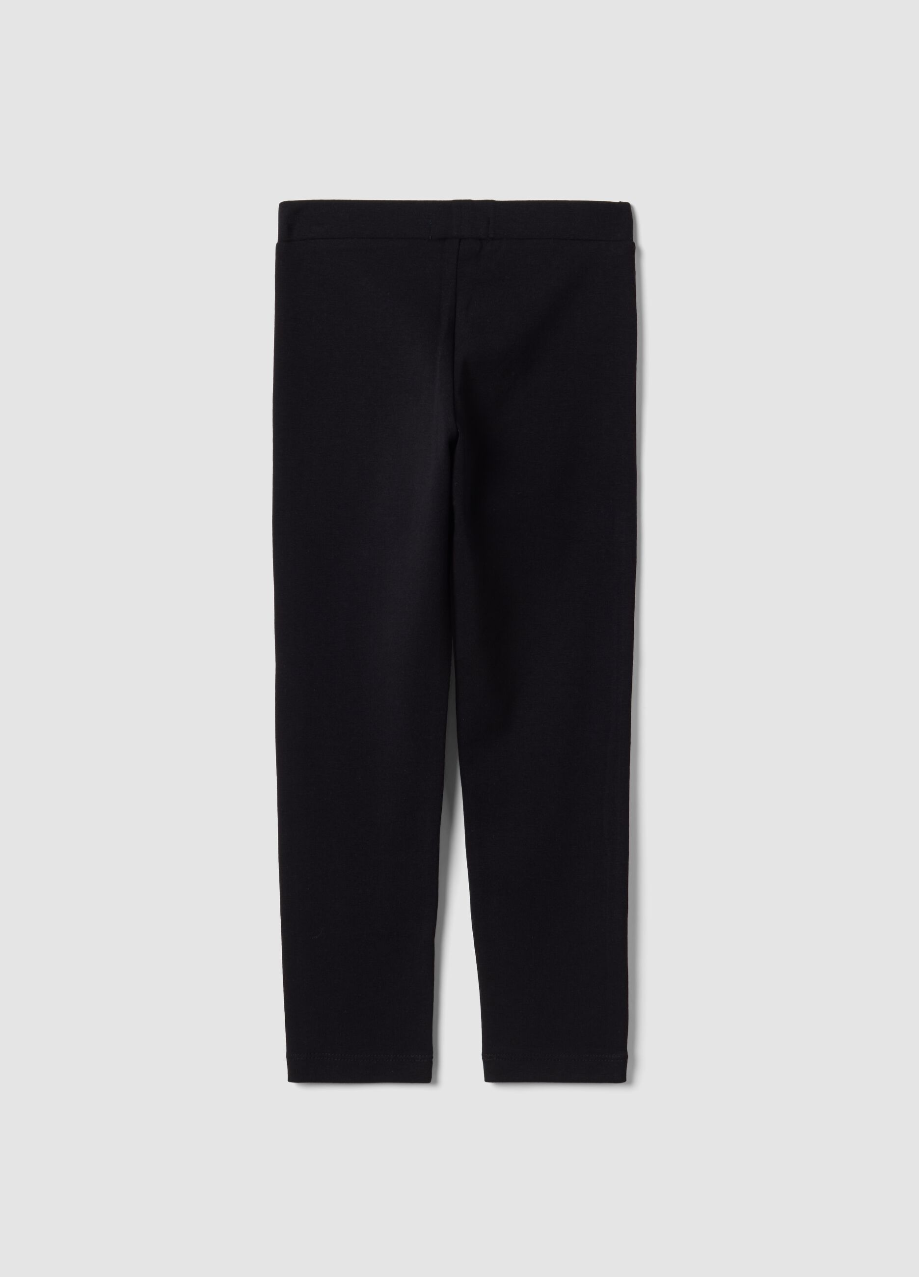 Girls&rsquo; black skinny-fit leggings in stretch organic cotton