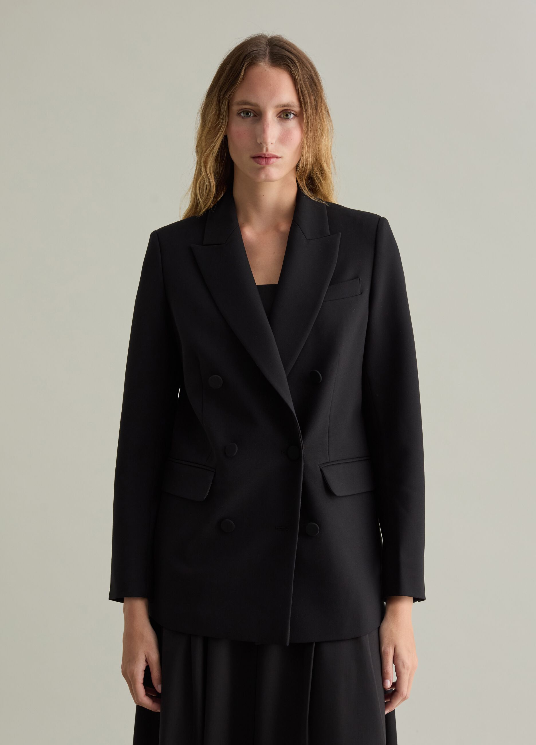 Solid colour double-breasted blazer