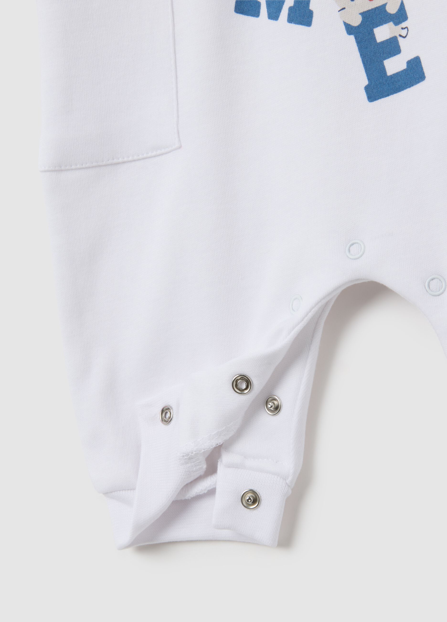 White baby romper in pure cotton with print