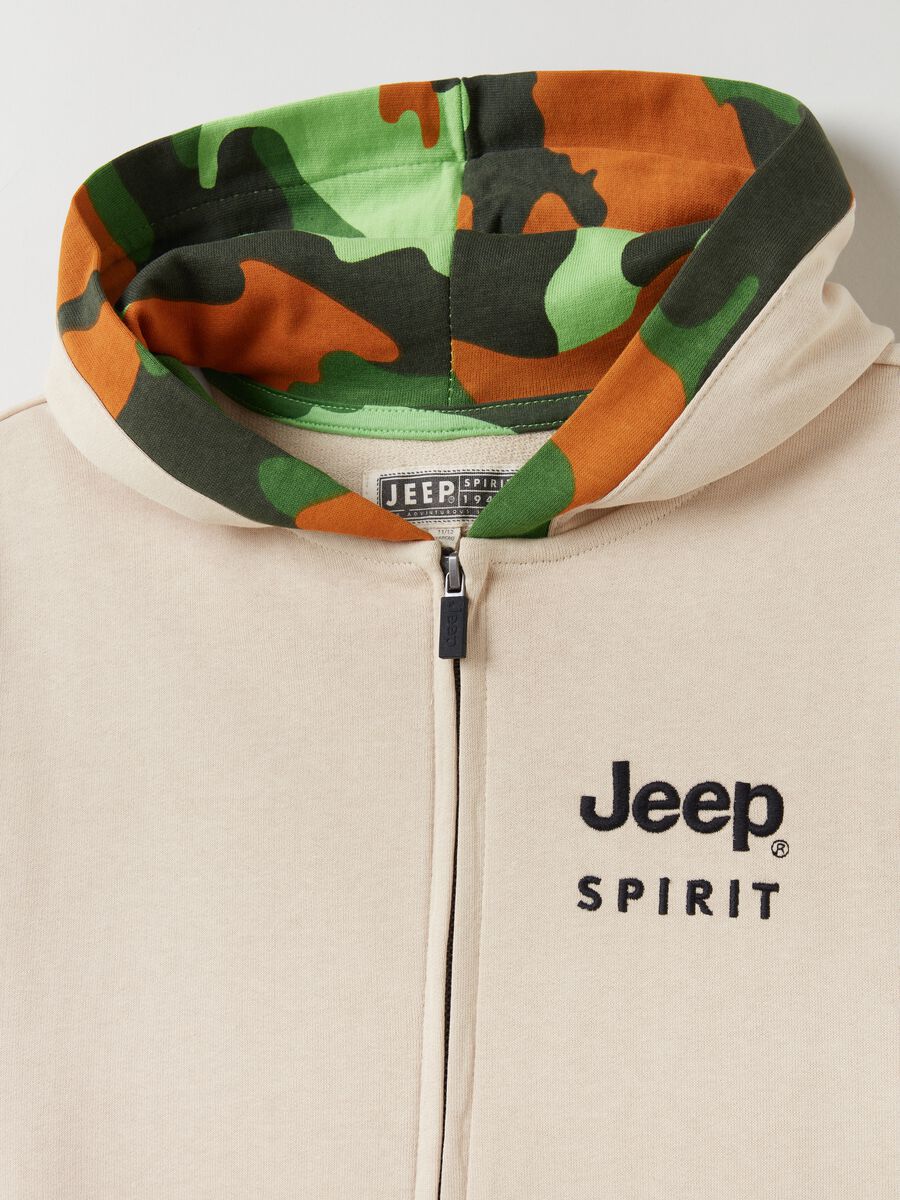Full-zip sweatshirt with hood print and Jeep embroidery_2