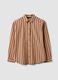 Brown striped pure cotton poplin shirt, regular fit_4