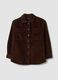Camicia marrone scuro in puro cotone a coste_0