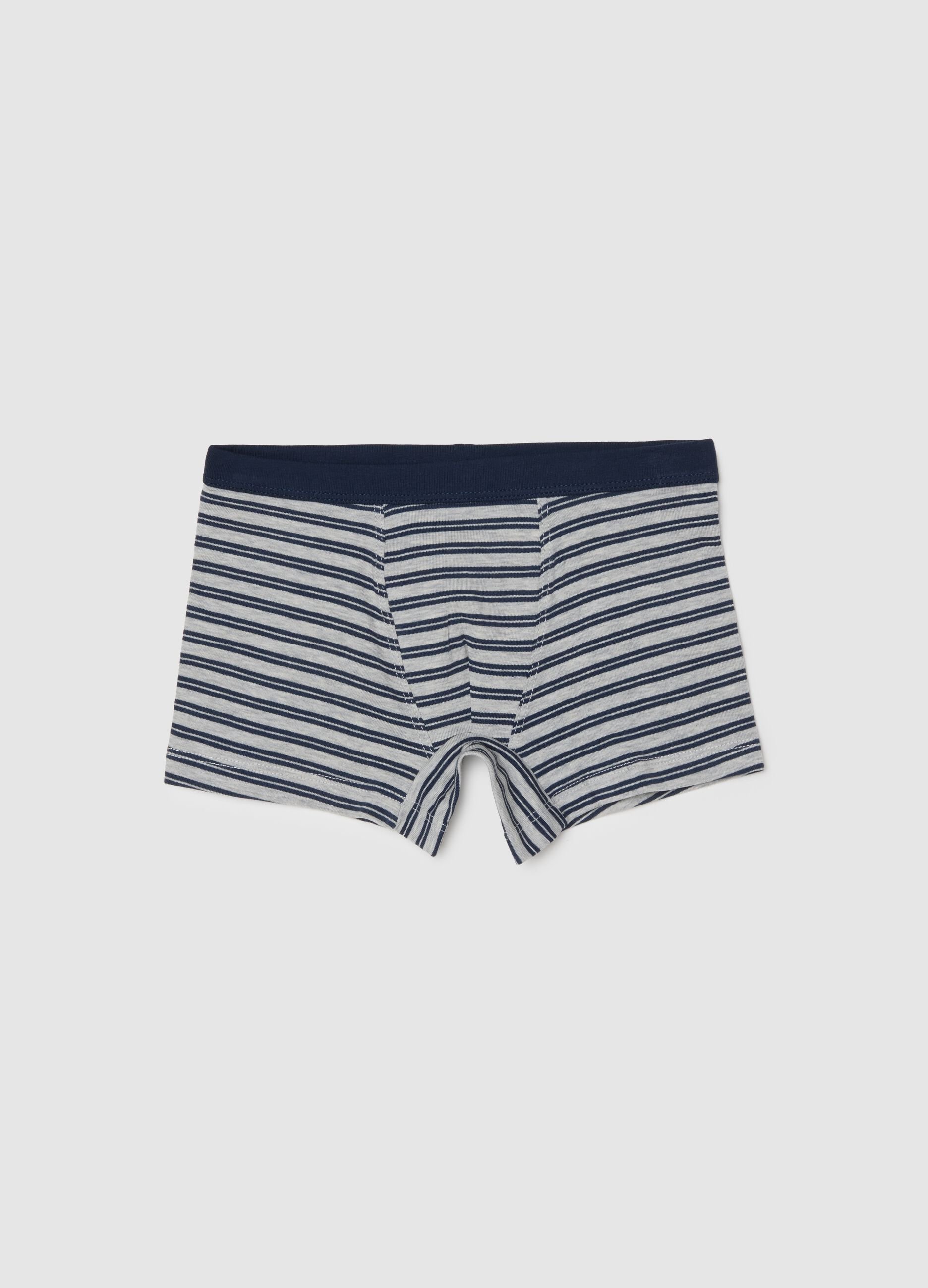 Regular fit boys' multicolour striped stretch cotton boxers