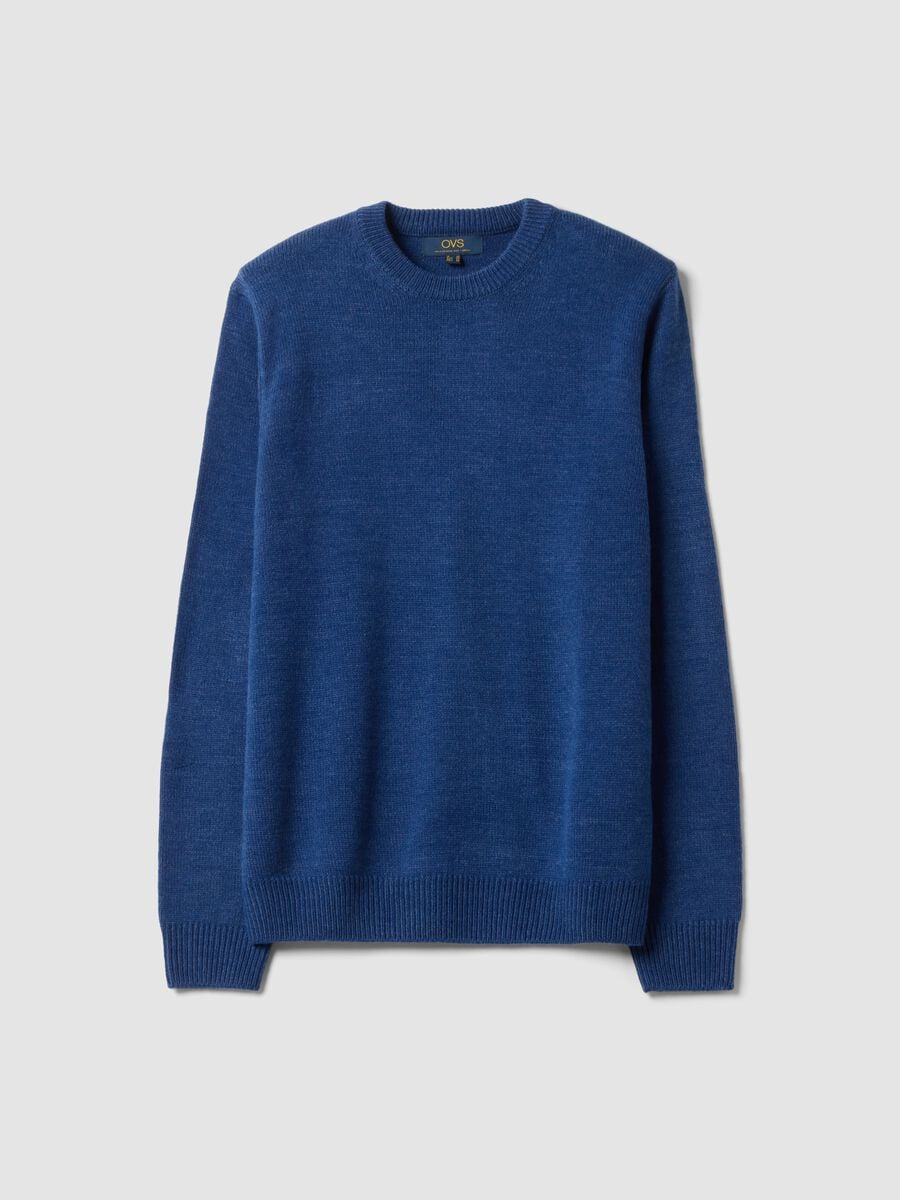 Maglia blu girocollo in jersey knit regular fit_0