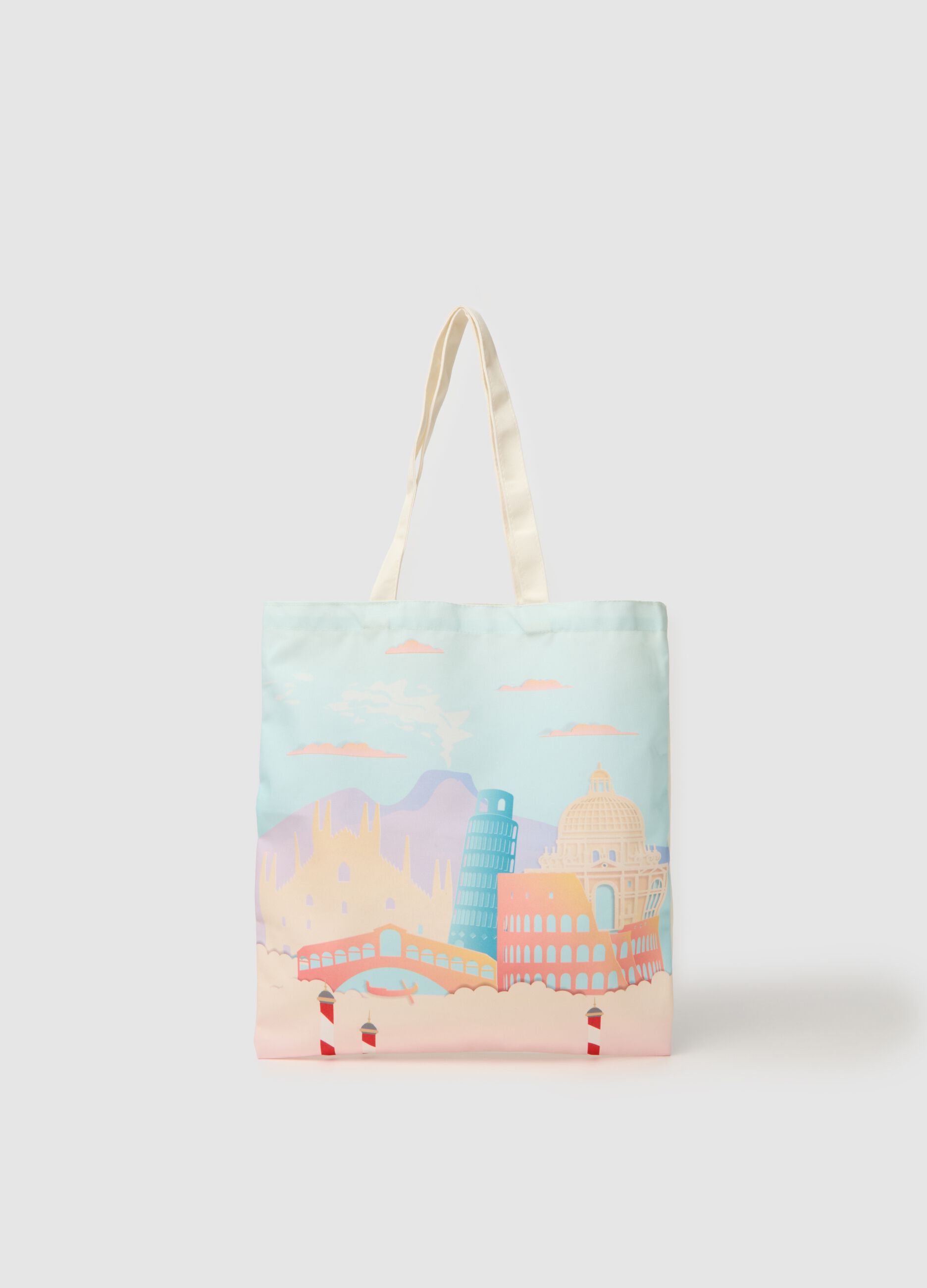 Multicolour pure cotton shopper bag