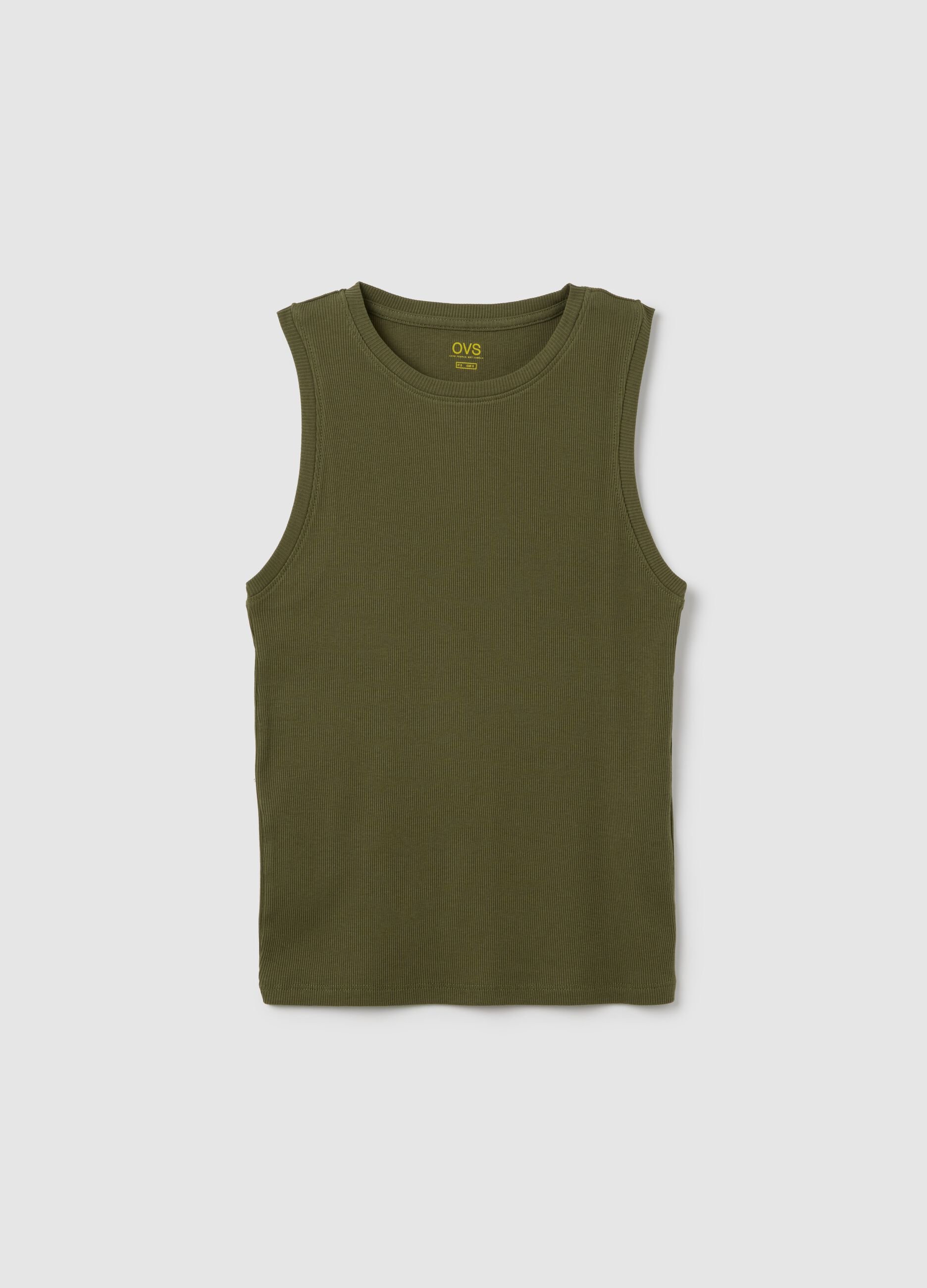 Women's pure cotton green tank top
