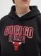 Black cotton blend hoodie with Chicago Bulls print_3