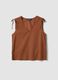 Brown pure cotton V-neck blouse_4