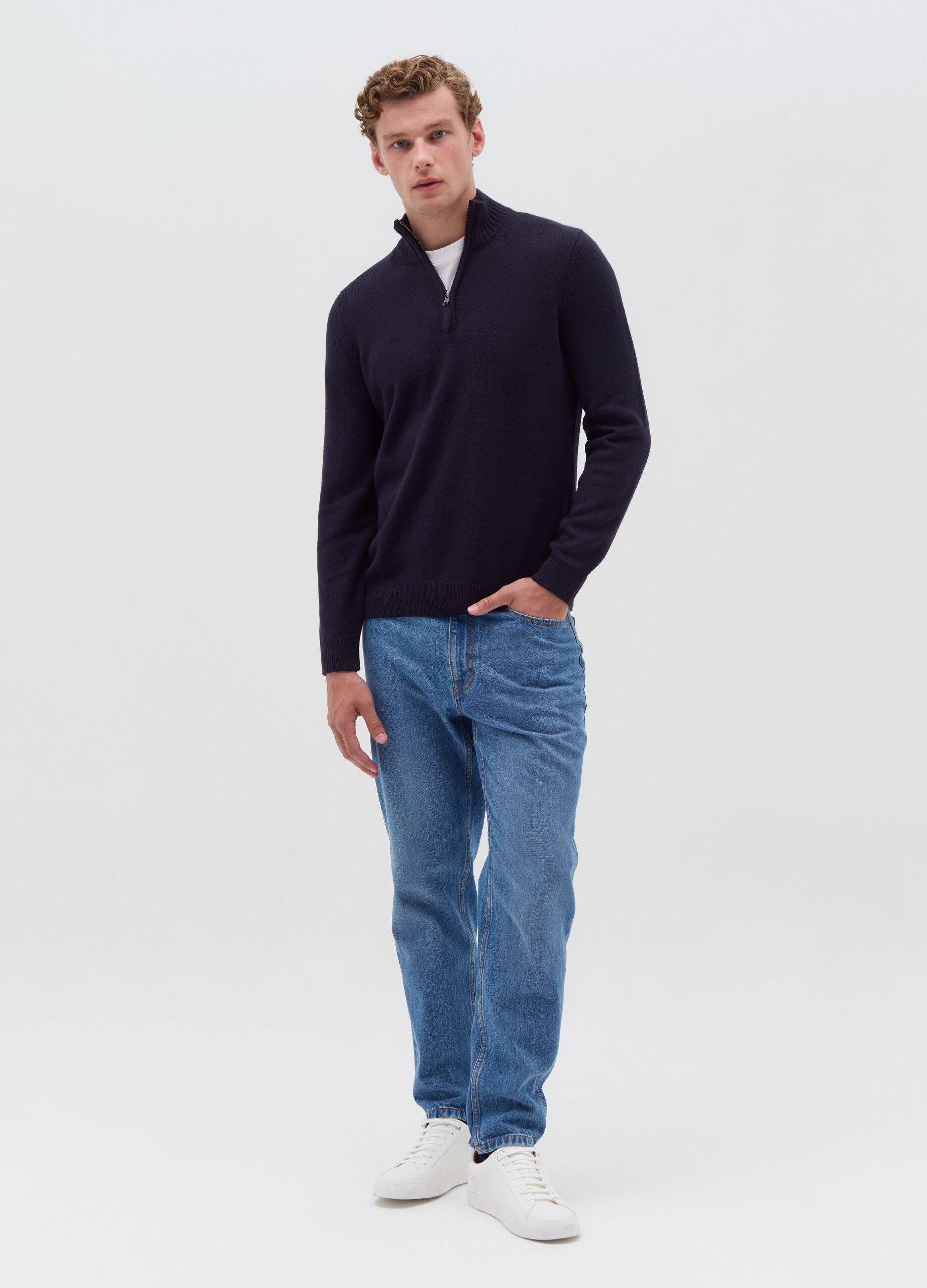 Pullover with half-zip neckline