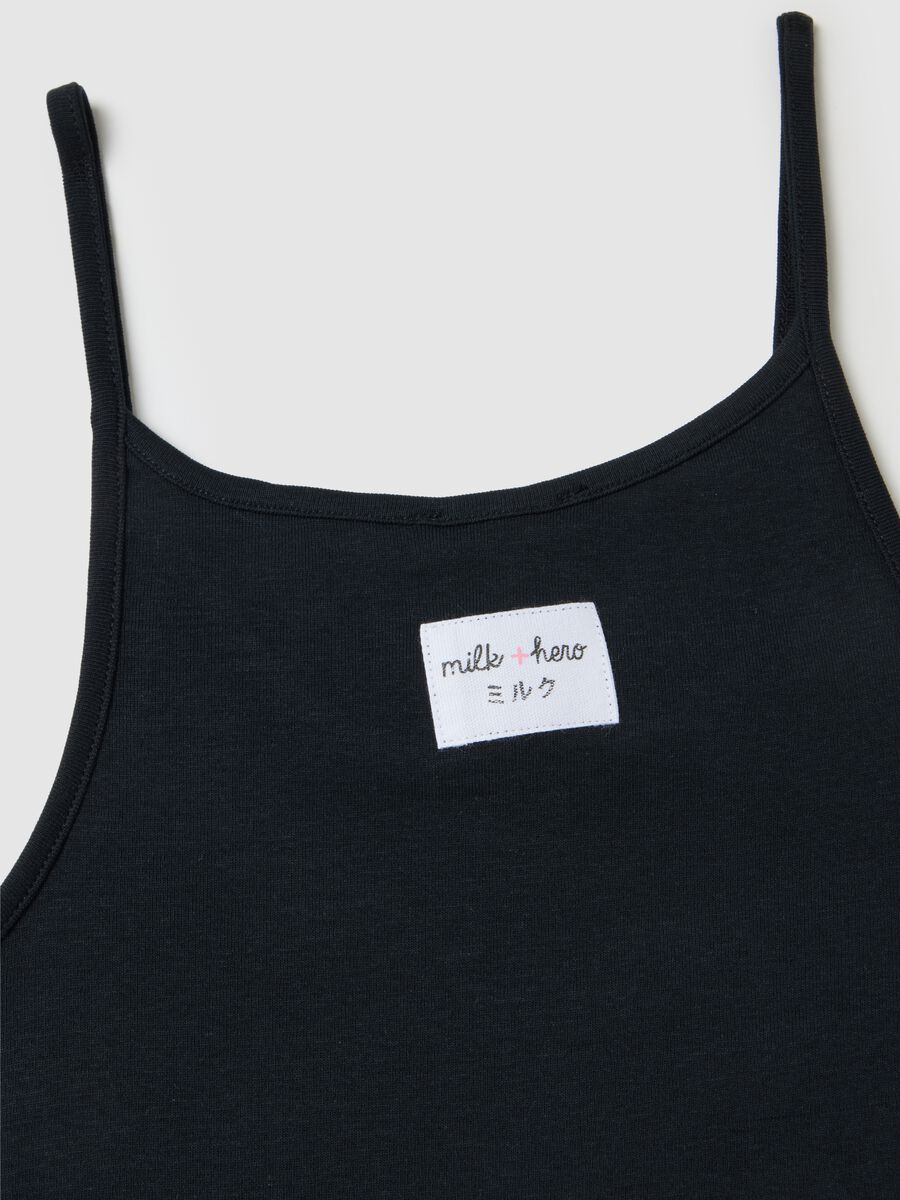 Women's black pure cotton regular fit vest_5