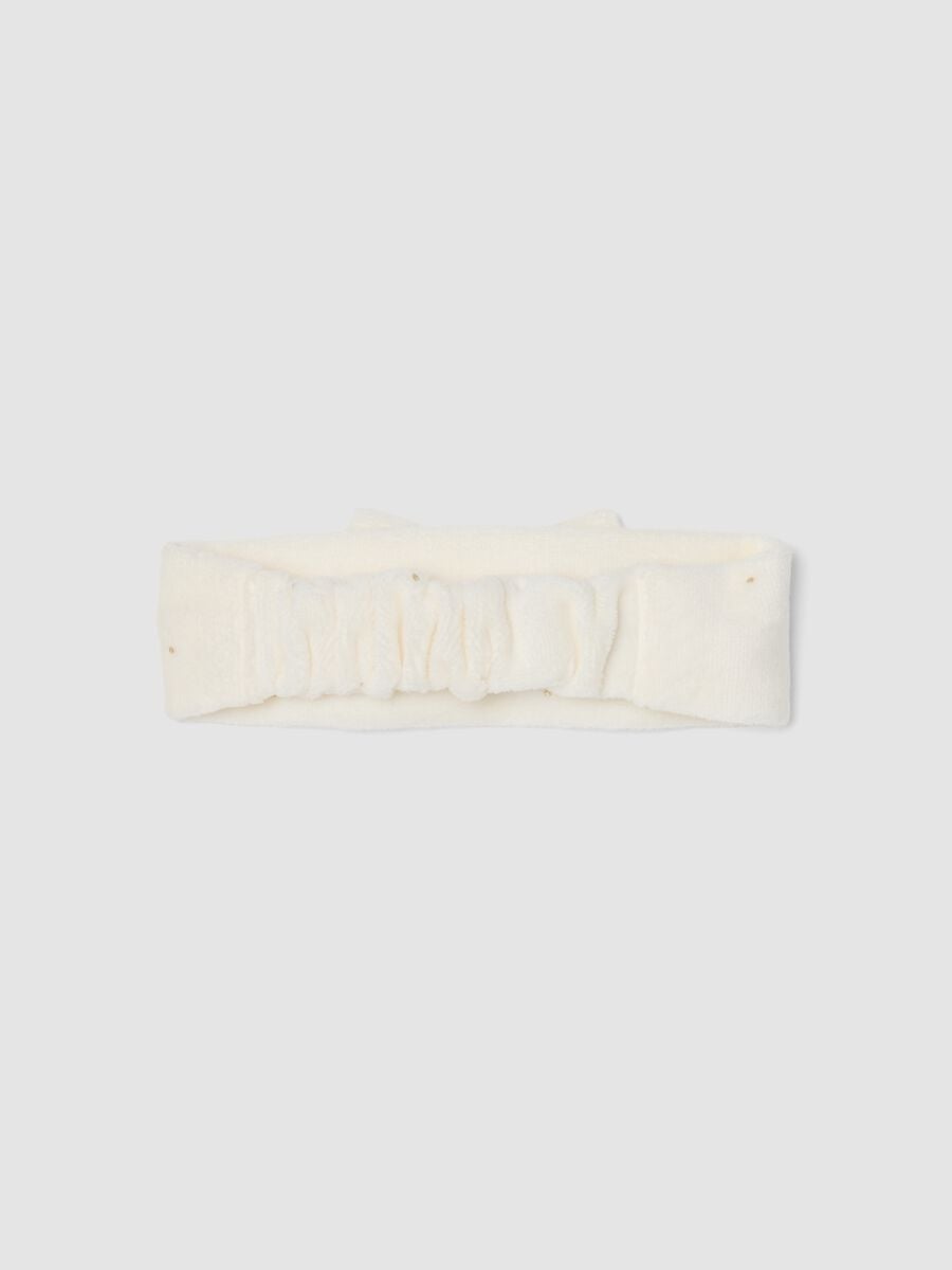 White organic cotton-blend baby headband_1