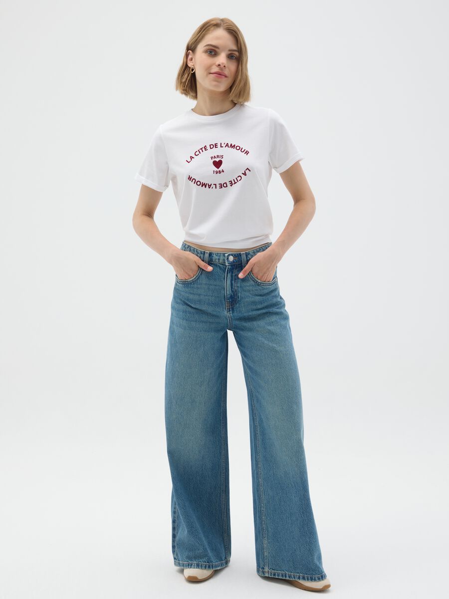 T-shirt in puro cotone bianca regular fit con stampa_1