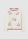 White girls' regular fit sweater with embroidery_0